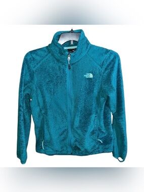 The North Face Fleece Sweater Women’s Size M Teal Front Zip Long Sleeve